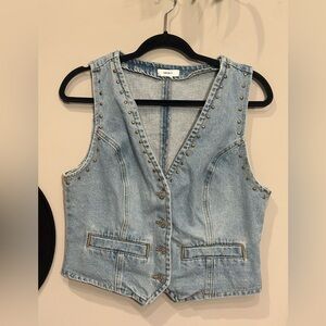 Forever 21 Blue Denim Vest with Stud Accents
